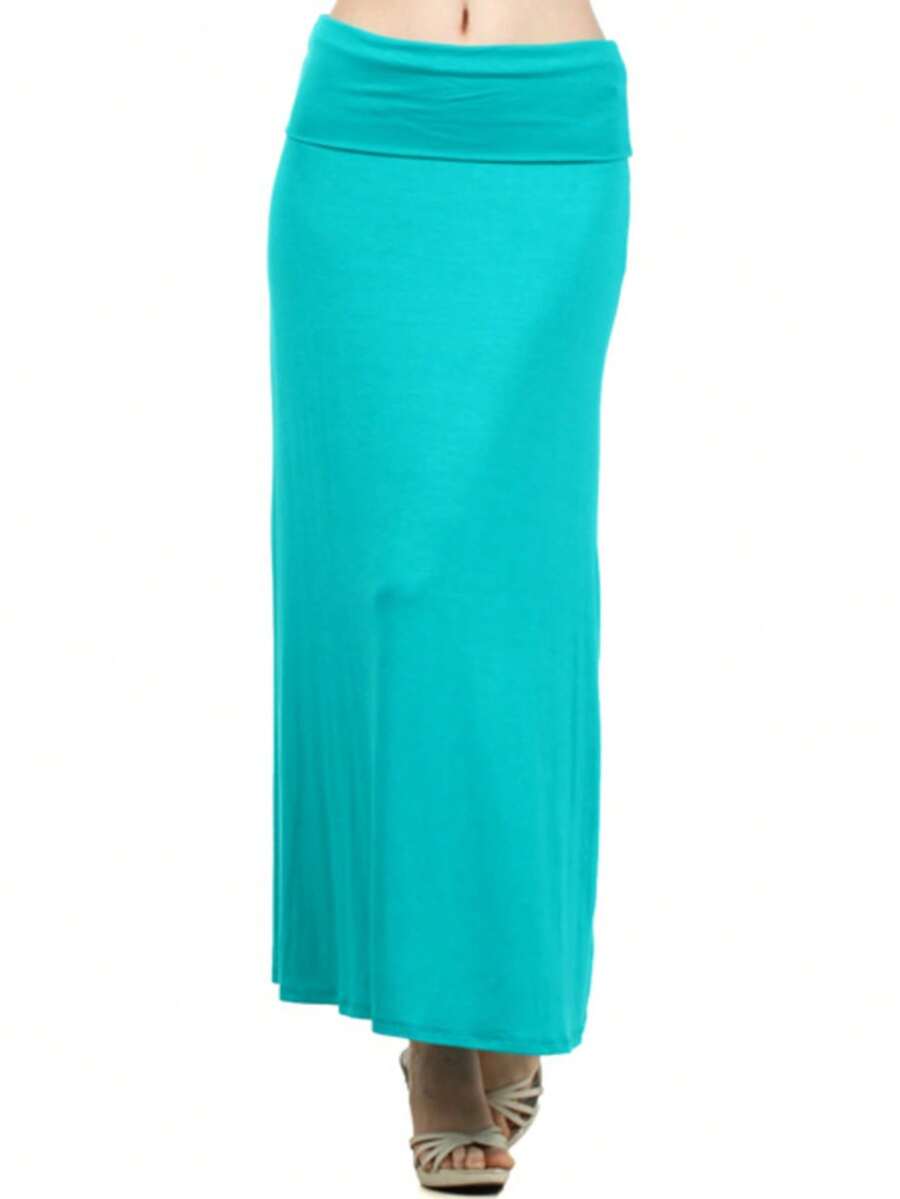 Chic Comfortable High Waisted Maxi Skirt Flowing A Line Design For Everyday Elegance - Jade - View 1