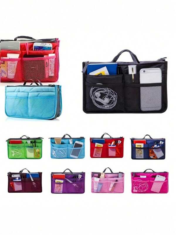 منظم محمول أساسي - حقيبة سفر يدوية متينة من البوليستر مع جيوب متعددة للتخزين السهل