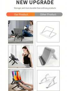 Ergonomischer, verstellbarer Laptop-Ständer mit integriertem Handyhalter, tragbare Tischhalterung für 17,3-Zoll-Computer - aus strapazierfähigem ABS-Material