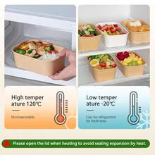 500毫升/17盎司一次性牛皮纸碗带盖，长方形食品容器汤碗派对用品零食碗 10/25/50个