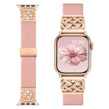 Pulseira trançada com nó celta glam e fivela magnética, compatível com Ultra 38 mm, 40 mm, 41 mm, 42 mm, 46 mm, 44 mm, 45 mm e 49 mm para mulheres e homens, pulseira trançada com design especial/pulseira elegante compatível com SE Ultra Watch Series 8/7/6/5/4/3/2/1, acessórios para relógio, presente para ela