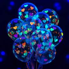 50 piezas de globos con forma de corazón que brillan en la oscuridad, reactivos a los rayos UV, de 12 pulgadas, adecuados para cumpleaños, bodas, San Valentín, fiestas de verano, reuniones nocturnas, decoraciones de fiesta de látex reactivas a los rayos UV - color - Ver 5