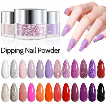 0.5oz Multi-Color Air Dry Dipping Powder, French Nail Art Manicure Home Salon Daily DIY Women Gift Set Acrylic Press On Nails