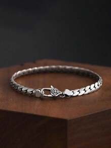 1pc Vintage Retro Unique Personalized Leather Bracelet For Men, 5mm Cowboy Whip Style Handmade Rope Woven With Buckle, Casual Chic Accessory