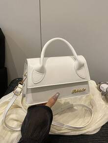1pc Women's High-Quality Flap Large Capacity Square Handbag, Suitable For Shopping, Dating,  Shoulder Bag With Removable, Adjustable Strap, - White - View 4