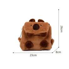 Mochila peluche Capibara para niños bonita con solapa pelo portátil multiuso accesorios escolares organización regalo original creativa para fiestas escolares colección adorable - Café integral - Ver 2