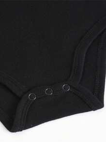 3pcs Baby Boys Black Bodysuit Long Sleeve Set, Suitable For Spring And Autumn