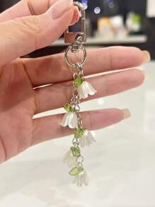 Brelok do kluczy z imitacją pereł w kształcie orchidei z frędzlem, breloczek do kluczy, zawieszka do plecaka, zawieszka do samochodu, etui na słuchawki, prezent dla kobiet. Uroczy brelok do kluczy z łańcuszkiem z pereł w kształcie orchidei, kreatywny brelok z frędzlami, zawieszka do plecaka, ozdoba do torby, prezent urodzinowy/imprezowy, plecak szkolny, akcesoria samochodowe, gotycki Y2k