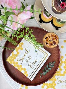 16pcs/Set Disposable Yellow Printed Napkins, 13x13inch, Gold Foil Pattern, Restaurant Dessert Shop Party Tabletop Decor Placemat, Party Supplies - Multicolor - View 9