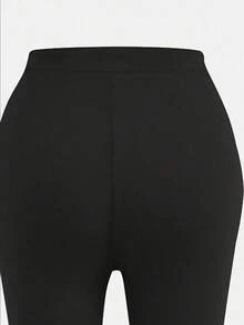 2pcs/Set Cherry Print Crew Neck Sweatshirt And High Waist Flare Pants, Casual Minimalist Design, Suitable For Children And Teenagers, Autumn/Winter - Black - View 10