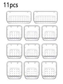 25 pièces/11 pièces/1 pièce Organisateur de maquillage pour tiroir, ensemble organisateur de tiroir transparent, 4 plateaux de différentes tailles, organisateur polyvalent pouvant ranger divers petits articles tels que cosmétiques, vêtements, fournitures scolaires, gadgets et ustensiles de cuisine, idéal pour la commode, la cuisine et le tiroir de bureau pour le rangement des femmes. Essentiels de voyage, retour à l'école, rangement pour dortoir