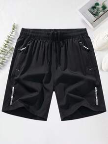 3 件男士速干运动跑步短裤，休闲透气夏季短裤，带反光印花 - 彩色 - 查看 2