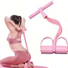 Fitness Sit-Up Exercise Equipment Pedal Resistance Band Elastic Pull Rope For Home Gym Yoga Workout Multifunction Pedal Arm Leg Trainer Slimming Bodybuilding Abdominal Training - 粉色 - 查看 7