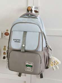 1 件新款时尚百搭拼色学生背包，尼龙防水大容量书包，无挂件 - A - 查看 14