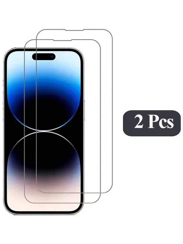 2 pezzi Pellicola protettiva in vetro temperato HD per 16/15/14/13/12/11 Pro Max/8/7/6 - Durezza 9H, ultra trasparente, compatibile con custodie e senza bolle