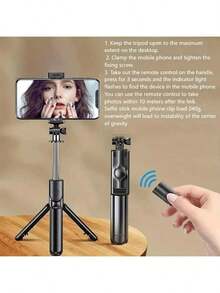 Gậy tự sướng không dây S03 có điều khiển từ xa có thể tháo rời, xoay 360° và chân máy có thể mở rộng, bộ ổn định cầm tay để phát trực tiếp, phù hợp với điện thoại thông minh, tự sướng/quay phim/chụp ảnh/trực tiếp/vlog - màu đen - Xem 6