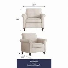 Modern Linen Single Sofa Chair With Armrest, Small Couchs For Living Room, 1-Seater Sofa For Apartment, Small Spaces, Bedroom,Beige - Beige - View 3