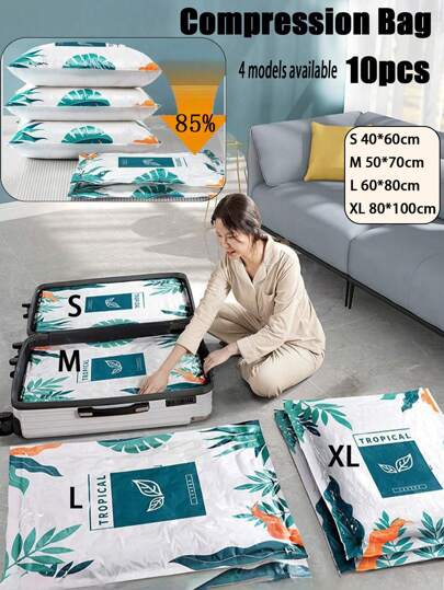 10个/1套收纳袋套装真空密封袋超大加厚透明真空袋被子真空压缩袋衣服收纳袋家居收纳节省空间可重复使用衣柜旅行床上用品