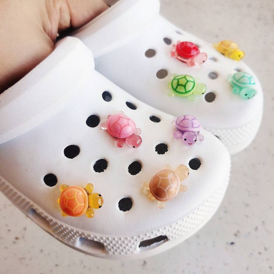 Luminous Shoes Accessory Set, Adorable 3D Cartoon Turtle Detachable Glowing Decorative Parts, Luminous Beach Shoes Pendant, Perfect Gift For Party And Holiday