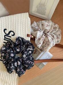 1 Stück neue Chiffon Blumen Stoff geraffter Scrunchie, französischer Stil Haargummi, Haaraccessoire geeignet für den täglichen Gebrauch und als Geschenk, Haargummis, Haargummis, Haarseile, Scrunchies