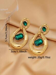 1 Pair Vintage Geometric Asymmetrical Hollow Waterdrop Design Earrings For Women