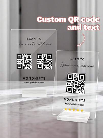 Custom Acrylic Business Decoration Sign - Personalized QR Sign, Shop Decor, Business Social Media Sign, Sign For Business,Custom QR Code Sign,Personalized QR Code Sign For Small Business,Scan To Pay Sign,Business Social Media Sign,