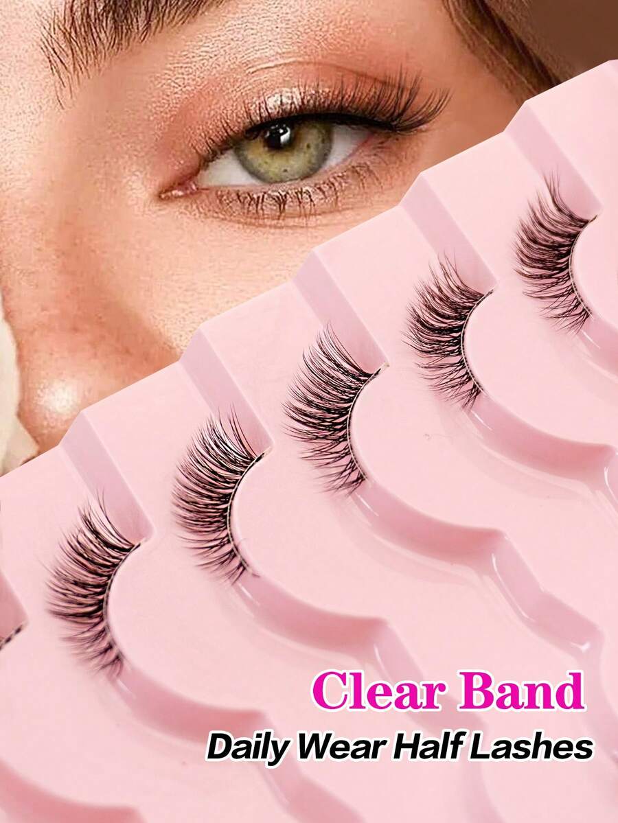 Waloshow 7 对半眼仿貂皮睫毛透明带状猫眼睫毛化妆半睫毛 - 眼尾拉長款 - 查看 1