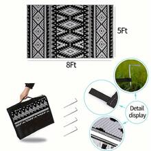 6ft X 9ft Waterproof Outdoor Rug - Durable Foldable Patio Carpet, Suitable For RV, Deck, Balcony, Backyard, Picnic, Porch, Camping, Beach, Grey & White - Gray - View 11