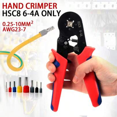 1pc Ratchet Crimping Pliers, Pressure Adjustable Automatic Rebound, Metal Wire Terminal Crimper Tool, Multi-Type Connectors For Electricians, 0.25-10mm Range, Ideal For 23-7AWG Wires