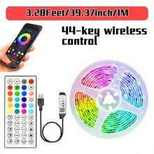 131FT/100FT/32.8FT LED Strip Lights, TV LED Backlight USB 5050 RGB Ribbon, Synchronous Color Changing LED Lights, Controlled By Black 44 Key Remote Control/White 44 Key Remote Control APP And Application Program, Can Follow Music To Change Light Colors, Home Decoration Night Lights, Bedrooms, Christmas Parties, Holiday Use For Room, Family Gathering Party Decoration