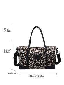 时尚拼色大容量手提包、单肩包、托特包、休闲短途旅行度假健身包女士学校包学校配件学校用品旅行必需品假日行李袋行李箱旅行包女士 - 黑色 - 查看 8