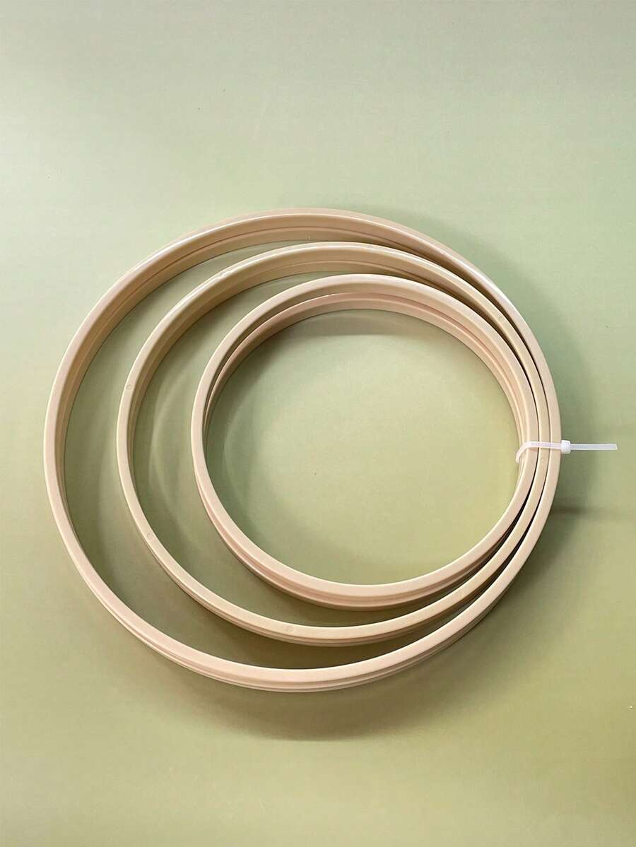 2pcs/Set Beige Faux Bamboo Single Ring, ABS Material, 3 Sizes, Sturdy & Smooth, Suitable For Dreamcatchers, Lotus Lamps, Handmade DIY Crafts