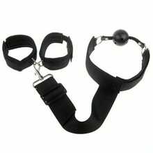BDSM Bondage Handcuffs Mouth Gag SM Neck Hand Cuff Bondaged Restraint Fetish Adjustable  Adult Sex Toys For Men Women Couples Pleasure - 1PC - 查看 1