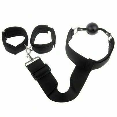 Esposas de bondage BDSM, mordaza, esposas de cuello y mano, restricción de bondage, juguetes sexuales ajustables para adultos para hombres, mujeres y parejas