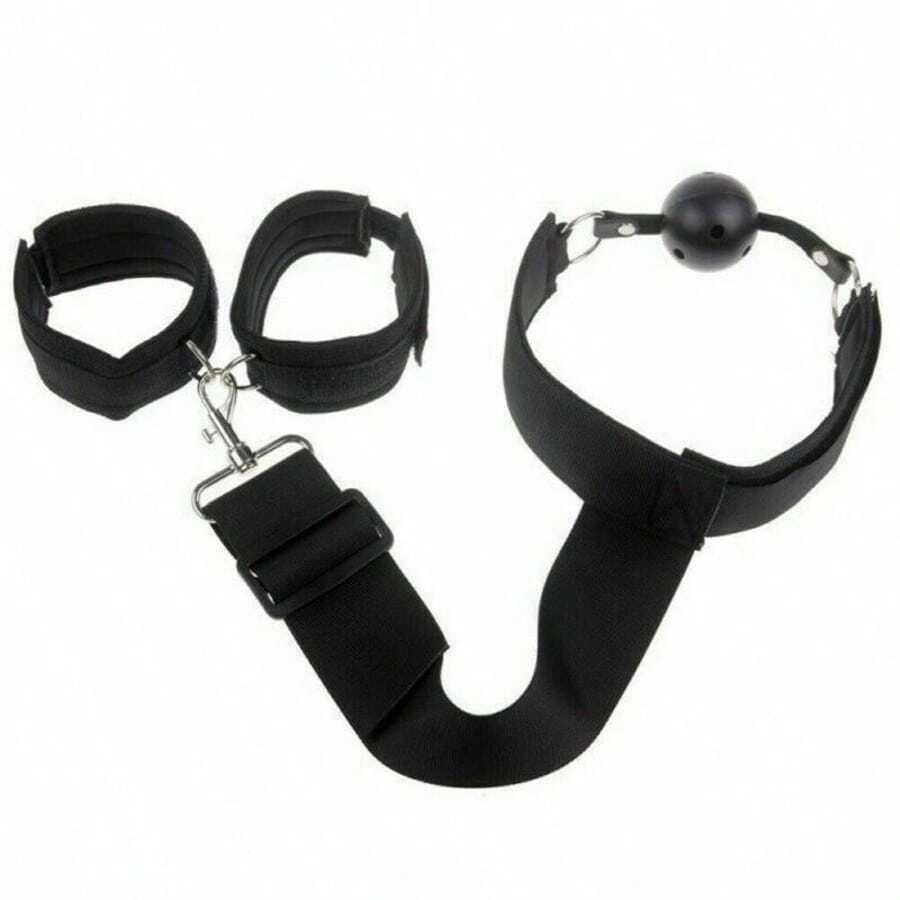BDSM Bondage Handcuffs Mouth Gag SM Neck Hand Cuff Bondaged Restraint Fetish Adjustable  Adult Sex Toys For Men Women Couples Pleasure - 1PC - 查看 1