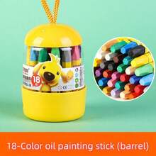 12 pièces/18 pièces/24 pièces/36 pièces Crayons de cire lavables, pastels à l'huile, pinceaux de peinture, bâtons de coloriage pour étudiants, couleurs vibrantes sûres, design de seau avec corde de suspension, utilisation pratique, convient pour l'art, l'artisanat, le coloriage et le croquis