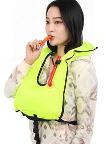 男女通用充气救生衣，高浮力，轻便，可折叠，节省空间，适用于驾驶、水上乐园、紧急救援，易于穿戴，可调节肩带，小巧，便携，3 种颜色可选，适合 88-220 磅，海滩必需品，海滩配件，泳池浮板 - 彩色 - 查看 2