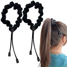 2 Pcs Adjust Satin Hair Scrunchies Women Girls, Adjustable Hair Ties Soft Than Silk 4c Girlie Thick Curly Natural Hair, Easy To Use Hair Accessories Afro Puff Loc Ponytails (Black) - màu đen - Xem 12