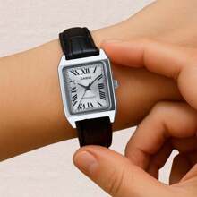 Casio Relógio Casio LTP-V007L-7B1 Feminino Quadrado Analógico Quartzo Caixa Prateada Pulseira Couro Clássico Casual Elegante Prova D'água 3 ATM