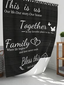 1pc/4pcs Bathroom Decoration Set: Shower Curtain With 12 Hooks, Non-Slip Bath Mat, U-Shaped Floor Mat & Round Toilet Lid Cover, Multifunctional For Bathroom