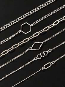 6 peças de pulseiras de aço inoxidável à prova d'água, novidades da moda