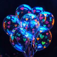 50 piezas de globos con forma de corazón que brillan en la oscuridad, reactivos a los rayos UV, de 12 pulgadas, adecuados para cumpleaños, bodas, San Valentín, fiestas de verano, reuniones nocturnas, decoraciones de fiesta de látex reactivas a los rayos UV - color - Ver 6