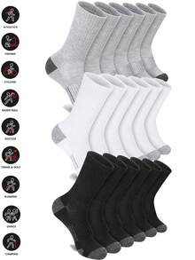 15 Pairs Basketball Socks For Men, Long Tube Socks For Couples, Non-Slip, Basketball, Cycling, Durable Sports Socks, Random Colors (White, Black, Gray) - White - View 1