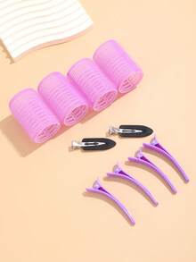 10 件/套大号卷发器带夹子，自夹式卷发器适合长/中/短发和刘海，DIY 卷发工具（包括 4 个大卷发管 + 6 个夹子），返校、旅行度假必需品，女士发饰 - 彩色 - 查看 6