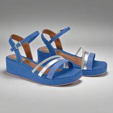 Flatform Flip Flop Sandals Platform Casual Fashion - 藍色 - 查看 2