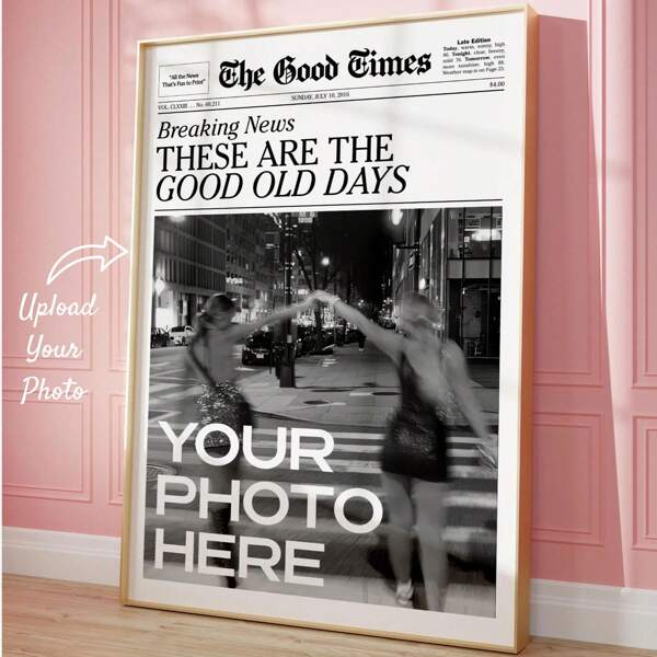 Custom Vintage-Style Newspaper Poster Printing, Personalized Old Times Newspaper Wall Poster, Ideal Dorm Room Wall Art, Unique Gift For Best Friends & Couples, Customized Wall Art For Living Room Decor, Frameless