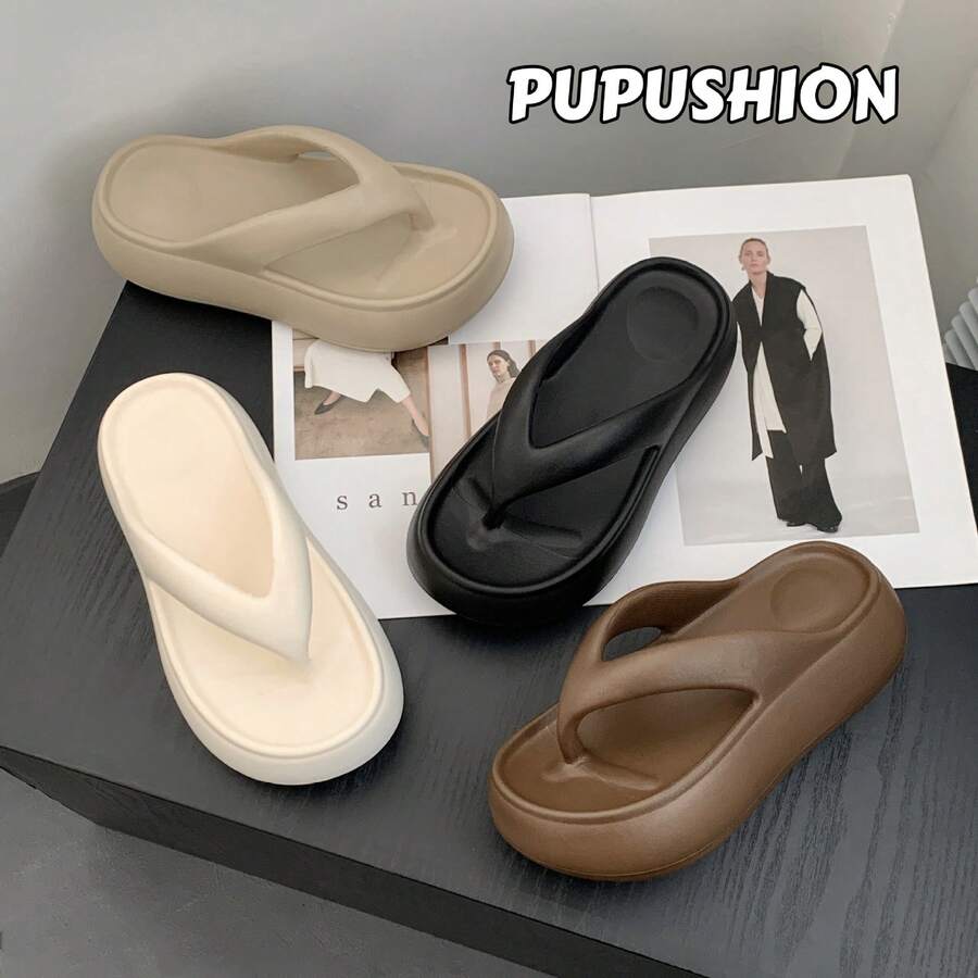 Sandalias de tacón alto con hebilla, 2025 Nuevas sandalias casuales a juego para mujer para uso en el hogar, antideslizantes, resistentes al desgaste, de EVA, con alta elasticidad, inodoras, amortiguación de golpes, suaves y cómodas