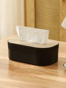 1 件北欧简约风格纸巾收纳盒，弧形纸巾收纳盒带木盖，大号餐巾纸分配器，秋季浴室装饰，适用于浴室、卧室、客厅、学校宿舍。浴室配件 - 彩色 - 查看 9