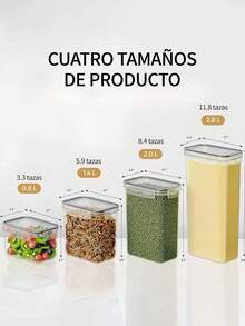 Set de 15 Recipientes Herméticos Contenedores para Alimentos Color Transparente Hermética Multiusos Almacenamiento Organizador Kitchen Storage Food Keeper - Transparente - Ver 7