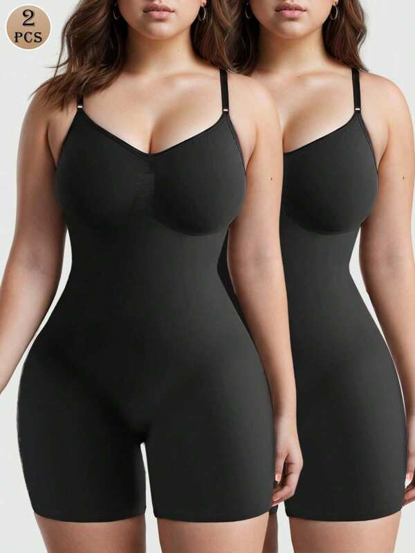 2pcs Women Seamless Full Body Sculpting Body Shaper, Waist Cincher & Butt Lifter, Postpartum Compression Bodysuit